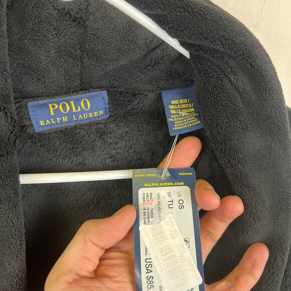 Polo Ralph Lauren Kimono Velour Shawl Robe Navy Plush Big Pony NWT Size Os - Picture 5 of 6